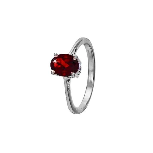 SIVYAA plain Solitaire Garnet pure silver Finger Band