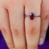 model wearing1- SIVYAA plain Solitaire Garnet pure silver Finger Band