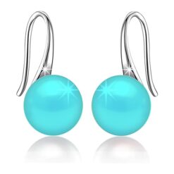 SIVYAA Classic Turquoise Pearl Tiny Drop Dangle Earrings