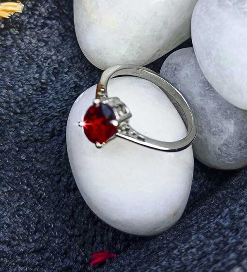 view1-SIVYAA plain Solitaire Garnet pure silver Finger Band