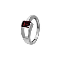 SIVYAA Princess cut Red Garnet pure silver Finger Band
