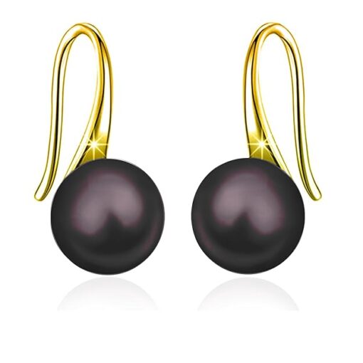 gold finish SIVYAA Fresh Water Aubergine (purple) Pearl Tiny Drop Dangle pure silver Earrings