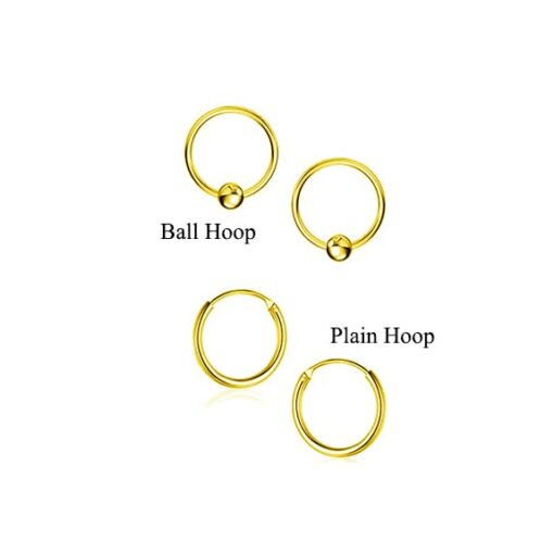 SIVYAA Combo of 2 Pair (4 pcs) Small Plain n Ball Hoop Bali Earrings - Image 3