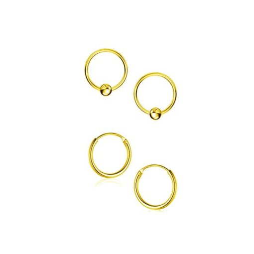 SIVYAA combo of tiny plain & small ball pure silver ,huggies