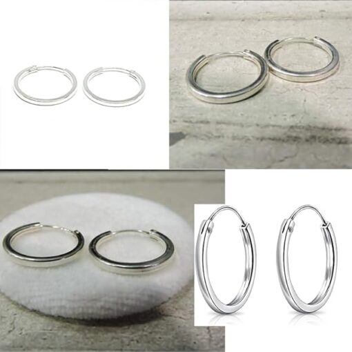 SIVYAA flat 2mm th silver mens single hoop