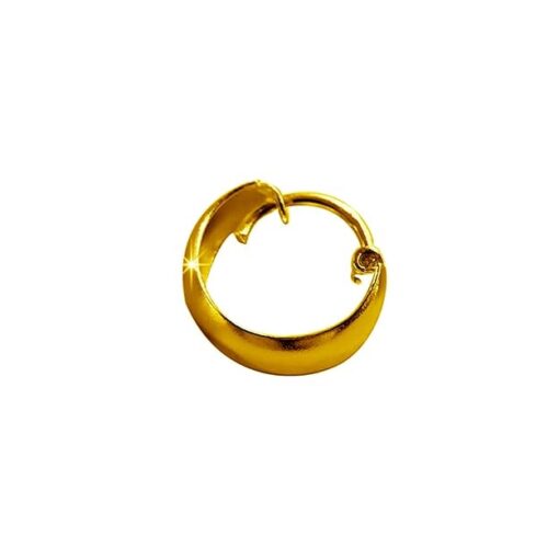 SIVYAA Men's plain Gold Finish Round curvish edge Hoop Bali Earrings 13mm