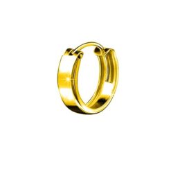Men's plain Gold Finish Round flattish edge Hoop Bali Earrings