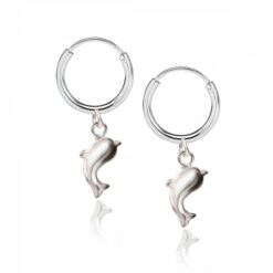 dolphin charm silver hoop bali-SIVYAA