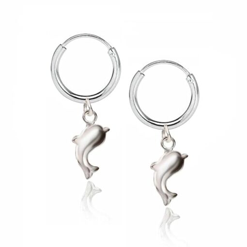 dolphin charm silver hoop bali-SIVYAA
