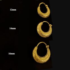 SIVYAA gold Kaju Shape flower textured Bali Hoop Earrings all size