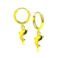 SIVYAA dolphin charm gold finish silver hoop bali