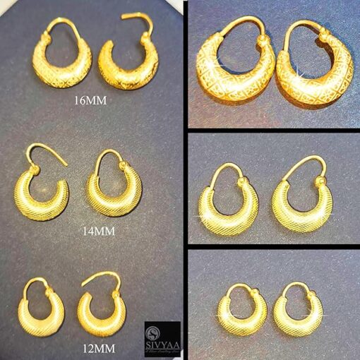 Gold Finish Men's Single Flower Textured Kaju Bali - Image 4