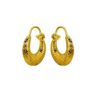 SIVYAA Kaju Shape flower textured gold finish Bali Hoop Earrings