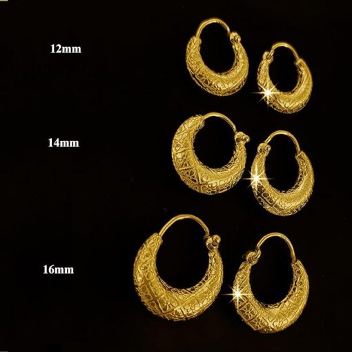 SIVYAA gold finish Kaju Shape flower textured Bali Hoop all sizes
