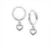 SIVYAA heart charm drop silver hoop bali