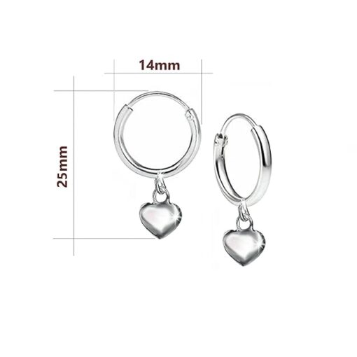 SIVYAA heart charm silver hoop bali measurment