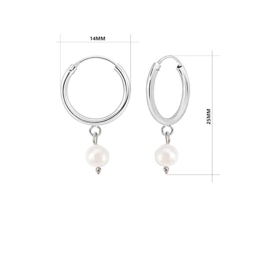 SIVYAA white pearl drop pure silver hoop bali measurment