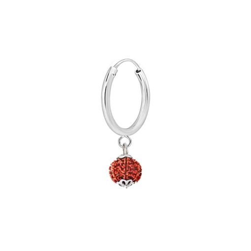 SIVYAA men's single rudraksh bead drop charm silver hoop