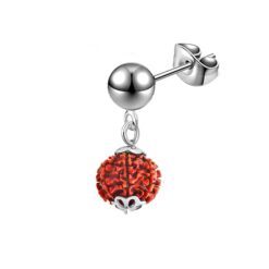 SIVYAA men's single rudraksh bead drop pure silver dangle stud earring