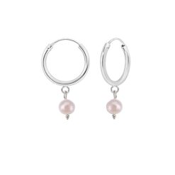 SIVYAA pink pearl charm drop silver hoop