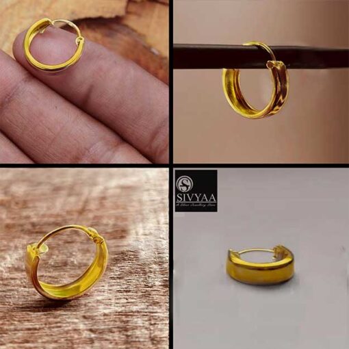 plain Gold Finish Round flattish edge Hoop Bali