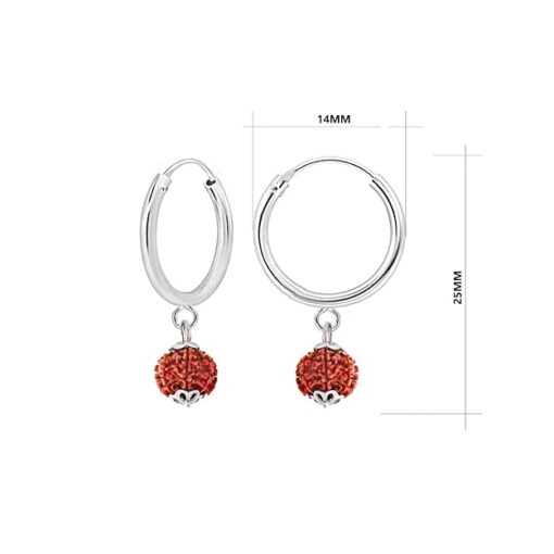 rudraksh bead drop charm silver hoop bali -measurment- SIVYAA