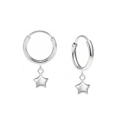 SIVYAA star charm drop plain silver hoop bali