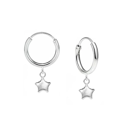SIVYAA star charm drop plain silver hoop bali