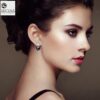 model wearing- Solitaire Life of Circle Classic Black Pearl drop Pure Silver Dangle stud earrings