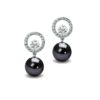 SIVYAA Solitaire Life of Circle Classic Black Pearl drop Pure Silver Dangle stud earrings