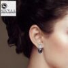 model wearing- SIVYAA Solitaire Life of Circle Classic Black Pearl drop Pure Silver Dangle