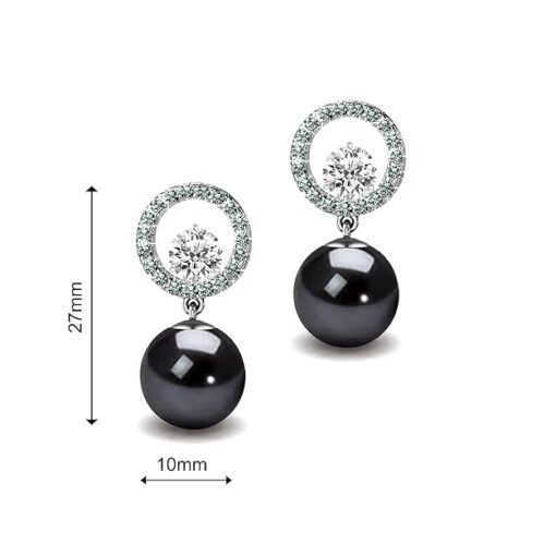 SIVYAA Solitaire Life of Circle Classic Black Pearl drop Pure Silver Dangle measurment