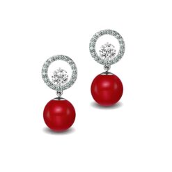 SIVYAA Solitaire Life of Circle Classic Red Pearl drop Pure Silver Dangle