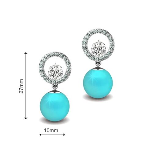 Solitaire Life of Circle Classic Turquoise Pearl Pure Silver drop Dangle measurment