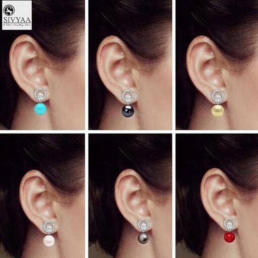 SIVYAA Solitaire Life of Circle Classic Pearl pure silver drop Dangle Gold Finish-all colors