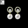 SIVYAA Solitaire Life of Circle Classic White Pearl drop Dangle Gold Finish