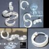 all side view-SIVYAA men's grid textured round flattish edge hoop earring