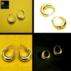 all sizes- SIVYAA gold finish plain pure silver kaju hoop bali