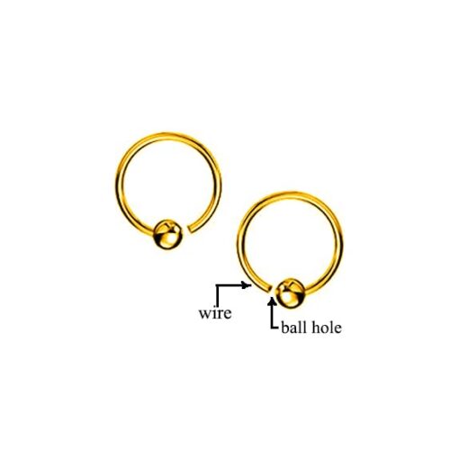 Gold Finish Small Ball Hoop Earring - Image 5