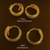 SIVYAA diamond & grid textured round curvish edge gold 13mm & 15mm hoop bali earring