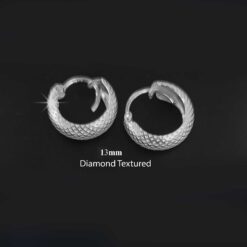 SIVYAA diamond textured round curvish edge 13mm hoop bali earring