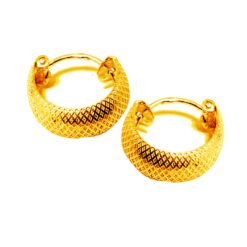 SIVYAA diamond textured round curvish edge gold finish 13mm hoop bali