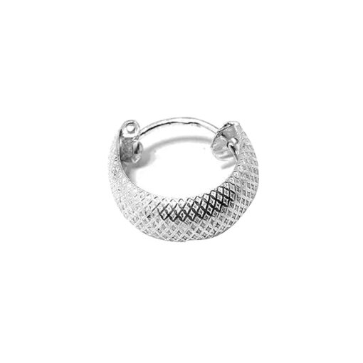 edge view- men's diamond textured round curvish edge 13mm bali earring