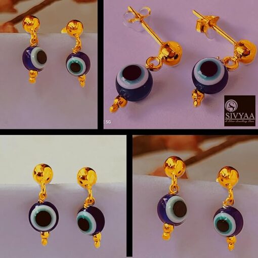 gold Demon Eye Pearl silver Studs