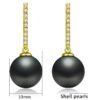 SIVYAA gold finish Solitaire Classic Black Pearl Drop Dangle pure silver Hoop Earrings measurment