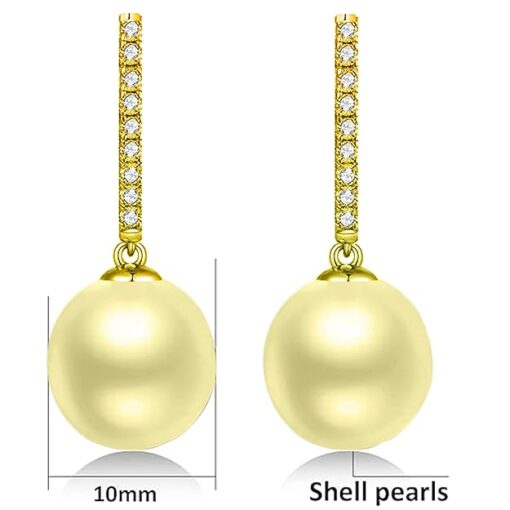 SIVYAA gold finish Solitaire Classic Golid Pearl Drop Dangle Hoop Earrings measurment