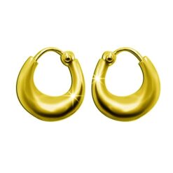SIVYAA gold finish plain pure silver kaju bali hoop earring