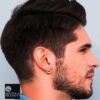 male model wearing -SIVYAA gold finish kaju bali plain pure silver earring, 16mm
