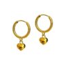 SIVYAA gold heart charm drop Textured Round Silver hoop
