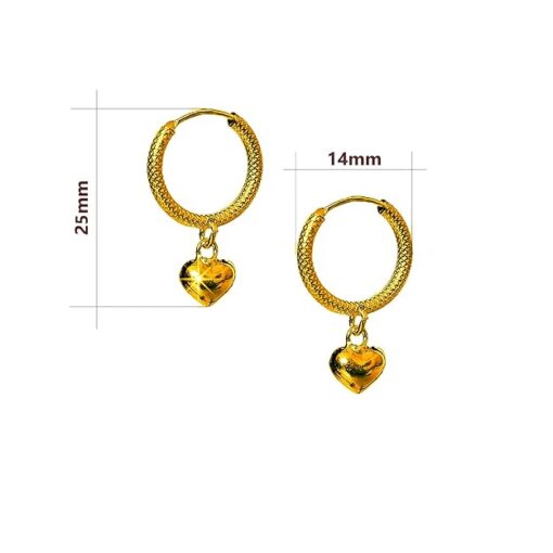 SIVYAA gold heart charm drop Textured Round Silver hoop measurment
